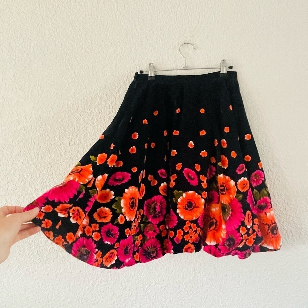 Free People Floral Velvet A-Line Skirt
